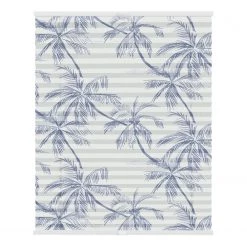 Lichtblick Store plissé sans perçage Blue Palms - Polyester - Bleu - 70 x 130 cm