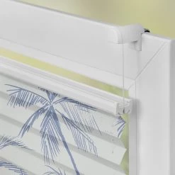 Lichtblick Store plissé sans perçage Blue Palms - Polyester - Bleu - 70 x 130 cm -Équipements de jardin Soldes 1000275948 210728 16350500199 DETAILS P000000001000275948