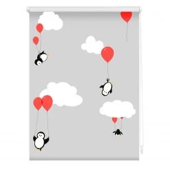 Lichtblick Store enrouleur sans perçage Pingouins - Polyester - Rouge - 70 x 150 cm