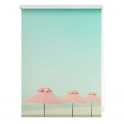 Lichtblick Store enrouleur sans perçage Parasol - Polyester - Turquoise/ Rose - 45 x 150 cm
