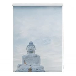 Lichtblick Store enrouleur sans perçage Buddha - Polyester - Bleu clair - 45 x 150 cm