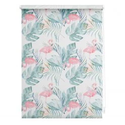 Lichtblick Store enrouleur sans perçage Flamingo - Polyester - Rose / Vert - 70 x 150 cm