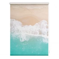 Lichtblick Store enrouleur sans perçage The Beach - Polyester - Turquoise / Beige - 45 x 150 cm