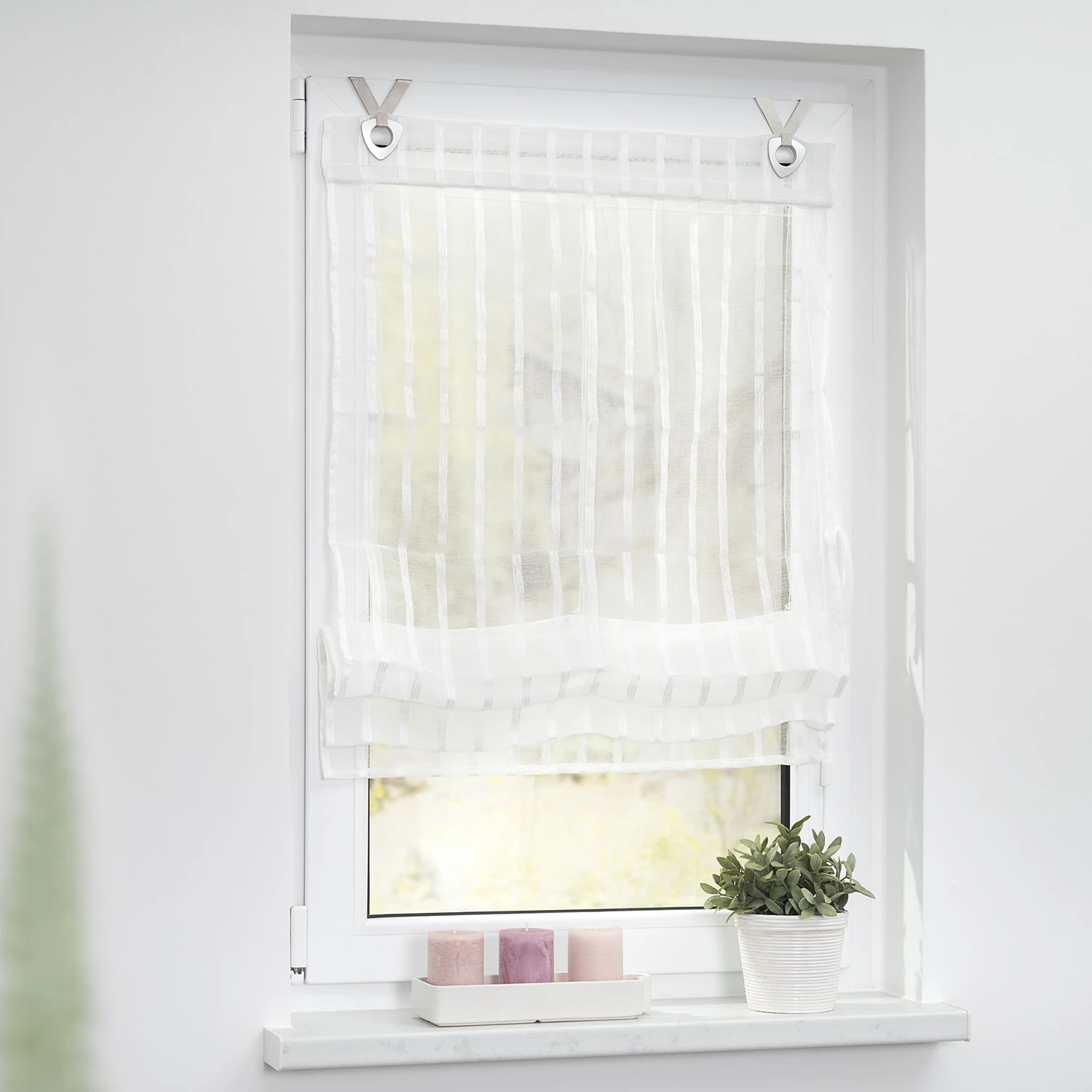 Lichtblick Store bateau avec crochets - Polyester - Blanc - 45 x 140 cm 5 Lichtblick Store bateau avec crochets - Polyester - Blanc - 45 x 140 cm – Image 5