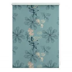 Lichtblick Store occultant sans perçage Aqua Floral - Polyester - Bleu - 70 x 150 cm