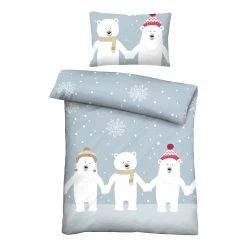 Biberna Parure de lit en flanelle fine 0004648 - Coton - Bleu - 100 x 135 cm + oreiller 40 x 60 cm