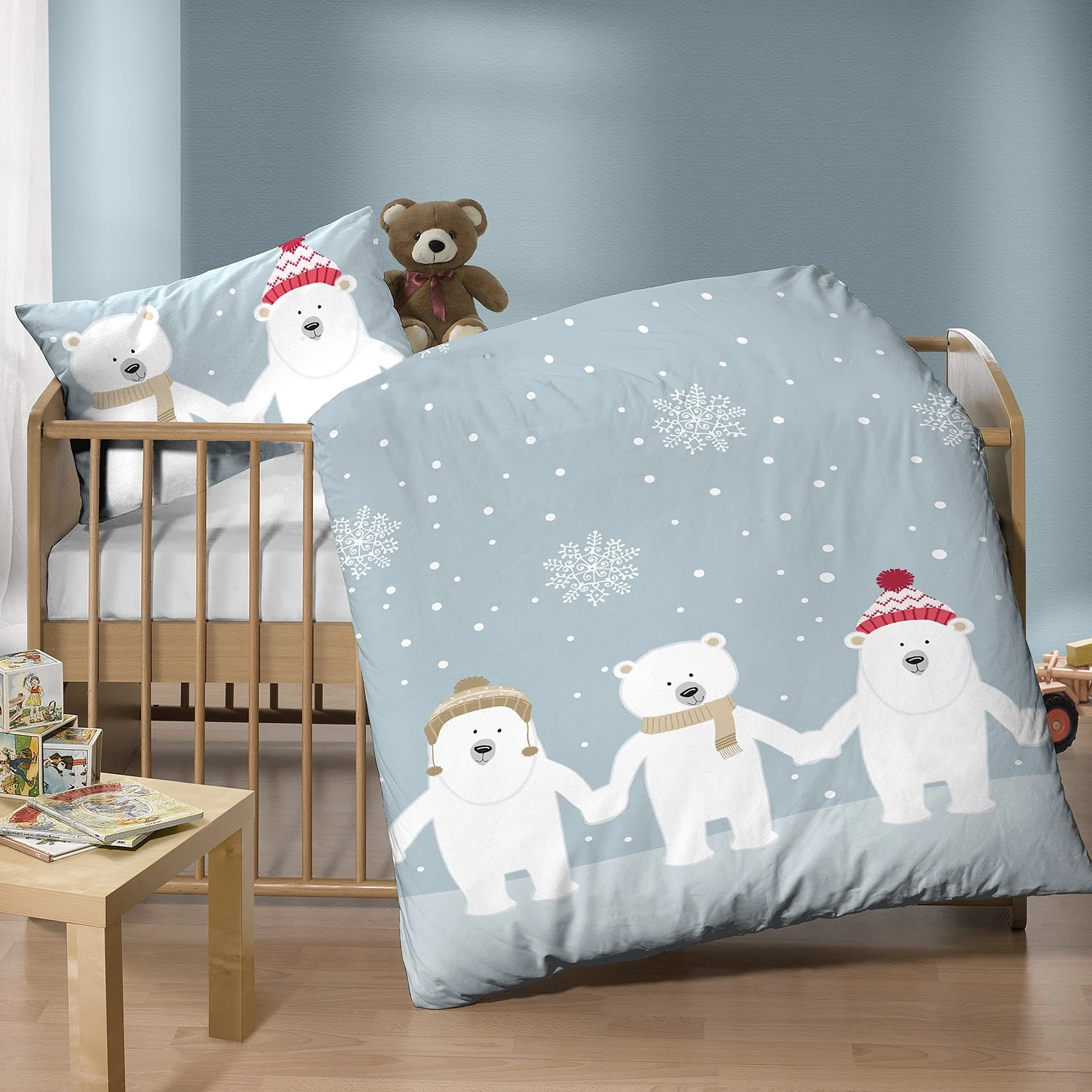 Biberna Parure de lit en flanelle fine 0004648 - Coton - Bleu - 100 x 135 cm + oreiller 40 x 60 cm 2 Biberna Parure de lit en flanelle fine 0004648 - Coton - Bleu - 100 x 135 cm + oreiller 40 x 60 cm – Image 2