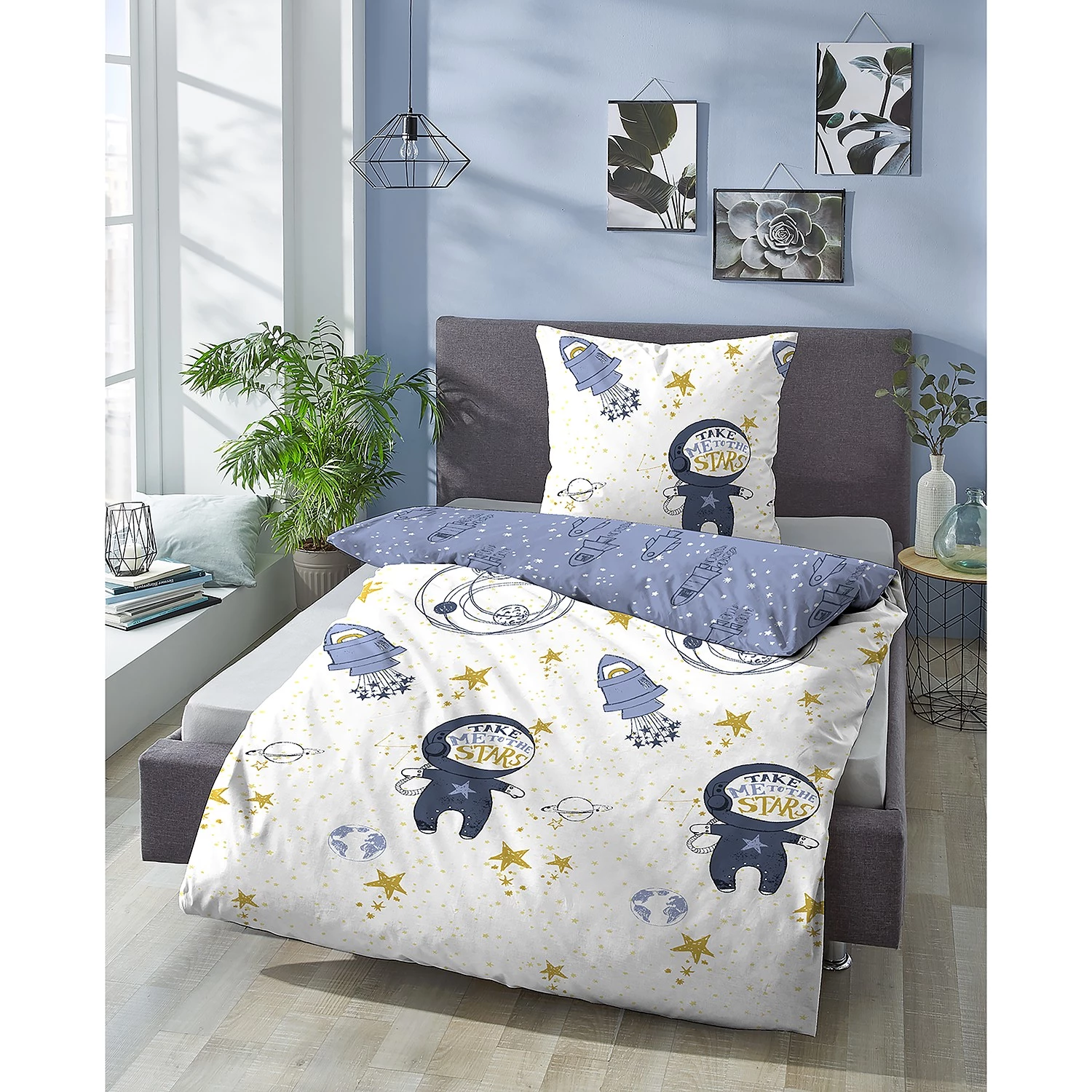 Biberna Parure de lit en flanelle fine 0004647 - Coton - Bleu glacier - 135 x 200 cm + oreiller 80 x 80 cm 2 Biberna Parure de lit en flanelle fine 0004647 - Coton - Bleu glacier - 135 x 200 cm + oreiller 80 x 80 cm – Image 2