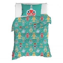 Twentyfour Parure de lit Robotte - Coton renforcé - Multicolore - 200 x 220 cm + 2 oreillers 80 x 80 cm