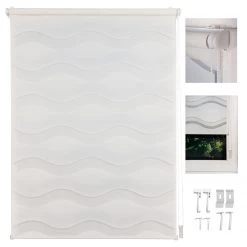 Mydeco Store double occultant Wave - Polyester - Blanc - 60 x 160 cm 15 Mydeco Store double occultant Wave - Polyester - Blanc - 60 x 160 cm -Équipements de jardin Soldes 1000330596 220209 13523100034 DETAILS P000000001000330596