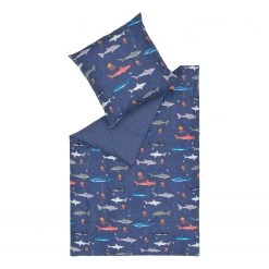 Esprit Home Parure de lit enfant Sharks - Coton - Bleu marine