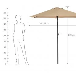 Butlers Parasol SIESTA IX - Aluminium / Polyester - Beige -Équipements de jardin Soldes 1000339630 220315 500 SKETCH DETAILS P000000001000339630 sketch