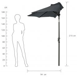 Butlers Parasol SIESTA IV - Aluminium / Polyester - Gris -Équipements de jardin Soldes 1000339635 220315 500 SKETCH DETAILS P000000001000339635 sketch