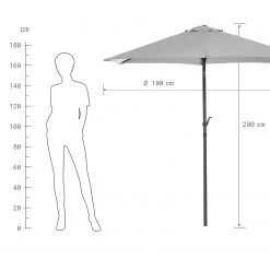 Butlers Parasol SIESTA XI - Aluminium / Polyester - Gris -Équipements de jardin Soldes 1000339669 220315 500 SKETCH DETAILS P000000001000339669 sketch