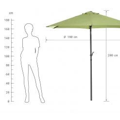 Butlers Parasol SIESTA XII - Aluminium / Polyester - Vert -Équipements de jardin Soldes 1000339674 220315 500 SKETCH DETAILS P000000001000339674 sketch