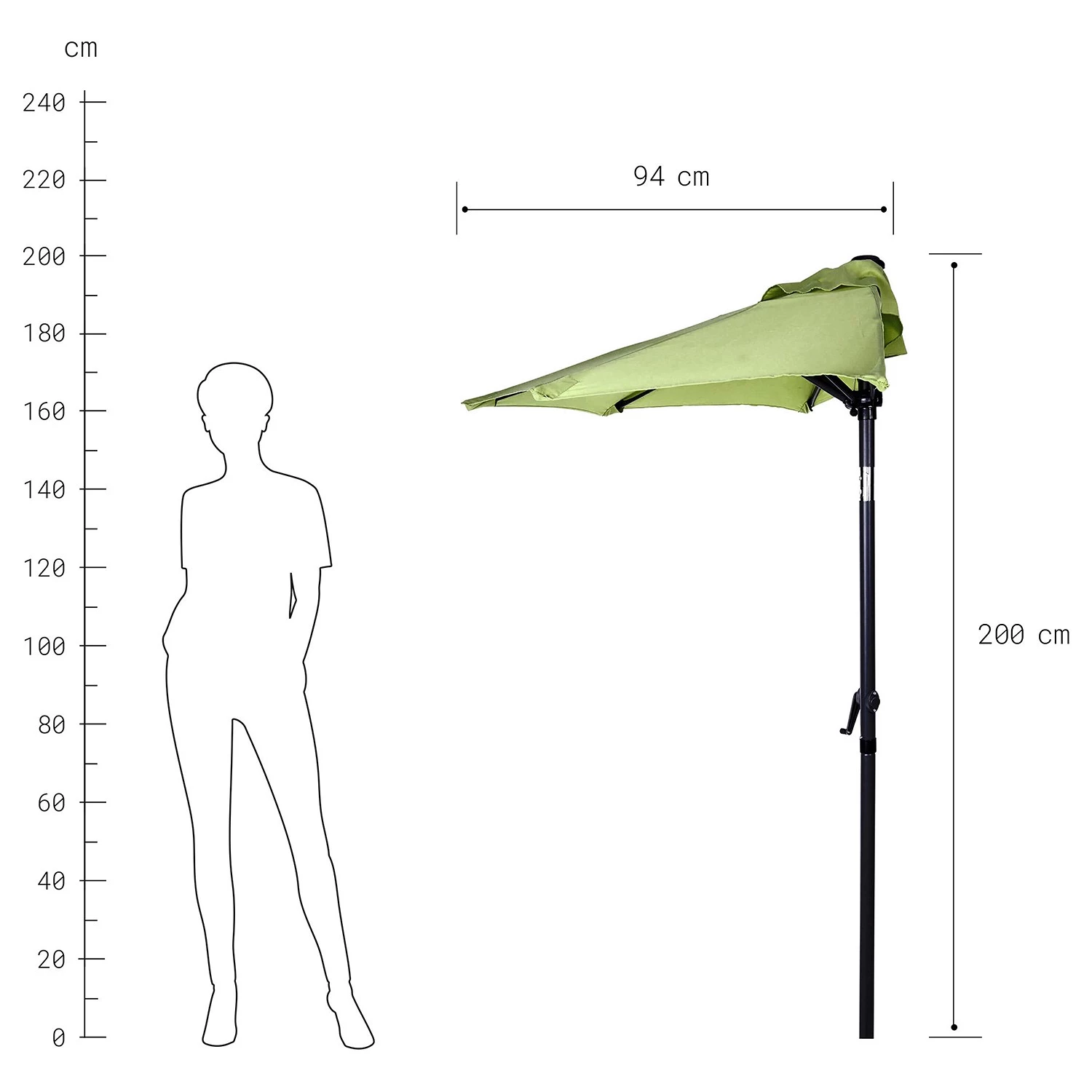 Butlers Parasol SIESTA V - Aluminium / Polyester - Vert 9 Butlers Parasol SIESTA V - Aluminium / Polyester - Vert – Image 9