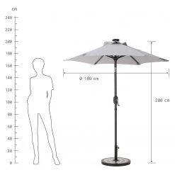 Butlers Parasol SUN & STARS - Polyester / Aluminium - Gris -Équipements de jardin Soldes 1000339676 220315 500 SKETCH DETAILS P000000001000339676 sketch