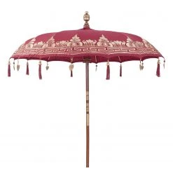 Butlers Parasol ORIENTAL LOUNGE II - Coton / Bois fruitier - Rouge foncé