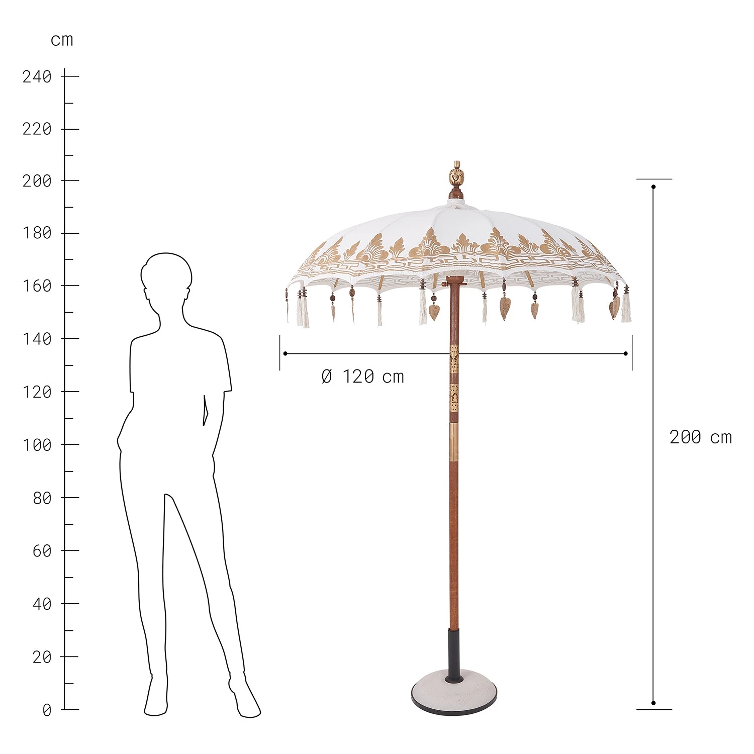 Butlers Parasol ORIENTAL LOUNGE III - Coton / Bois fruitier - Crème 8 Butlers Parasol ORIENTAL LOUNGE III - Coton / Bois fruitier - Crème – Image 8