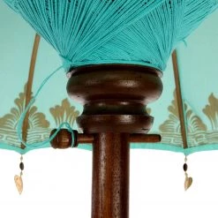 Butlers Parasol ORIENTAL LOUNGE V - Coton / Bois fruitier - Turquoise -Équipements de jardin Soldes 1000341392 220317 031 DETAILS P000000001000341392