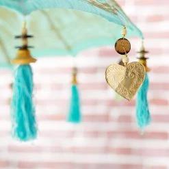 Butlers Parasol ORIENTAL LOUNGE V - Coton / Bois fruitier - Turquoise -Équipements de jardin Soldes 1000341392 220317 034 DETAILS P000000001000341392