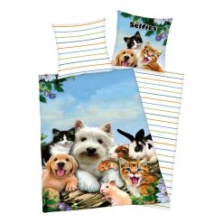 Herding Parure de lit réversible Selfies Animaux