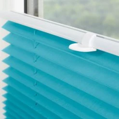 Lichtblick Store plissé Klemmfix III - Tissu - Turquoise -Équipements de jardin Soldes plissee klemmfix verspannt 100 polyester blau tuerkis 1730910