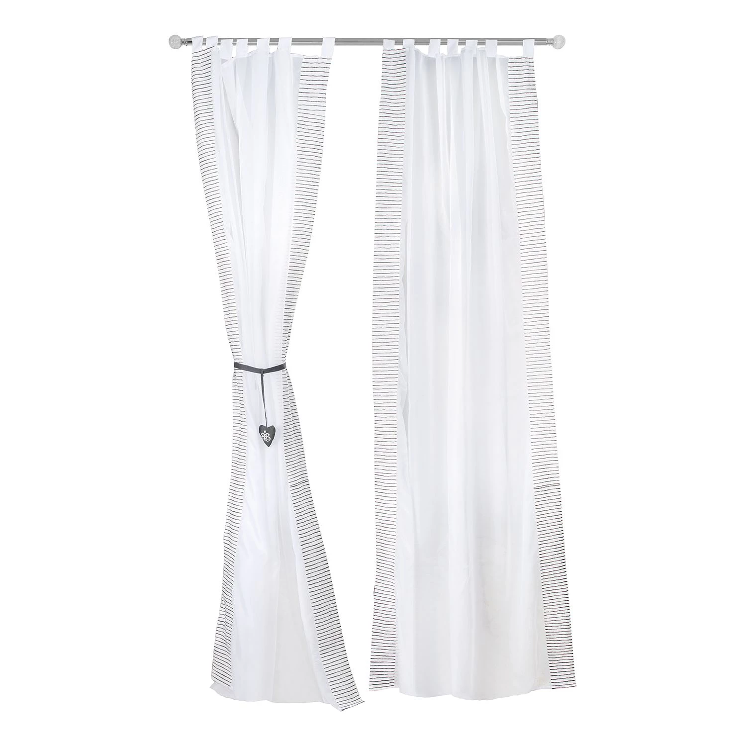 Roba Rideaux Lil Rock Star Baby (lot de 2) - Coton - Blanc / Gris 1 Roba Rideaux Lil Rock Star Baby (lot de 2) - Coton - Blanc / Gris